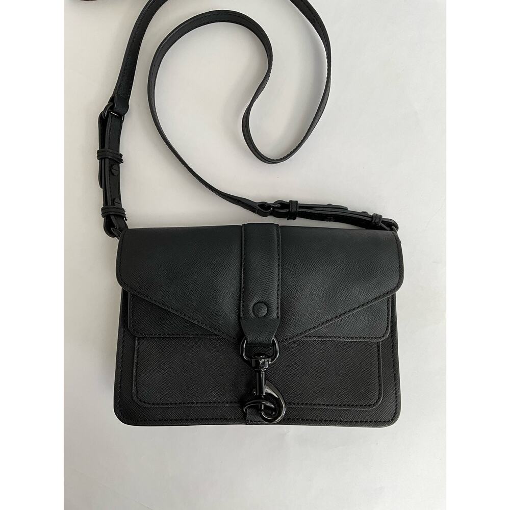 Rebecca Minkoff Hudson Moto Leather Goth Black Crossbody Small Mini Bag Purse